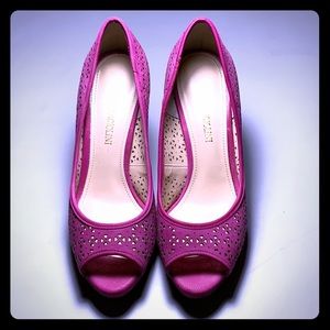 Enzo Angiolini Pink Perf Peep Toe Heels